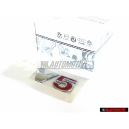 Genuine VW V5 Rear Badge Emblem Chrome Red - 1J0853675ABGQF