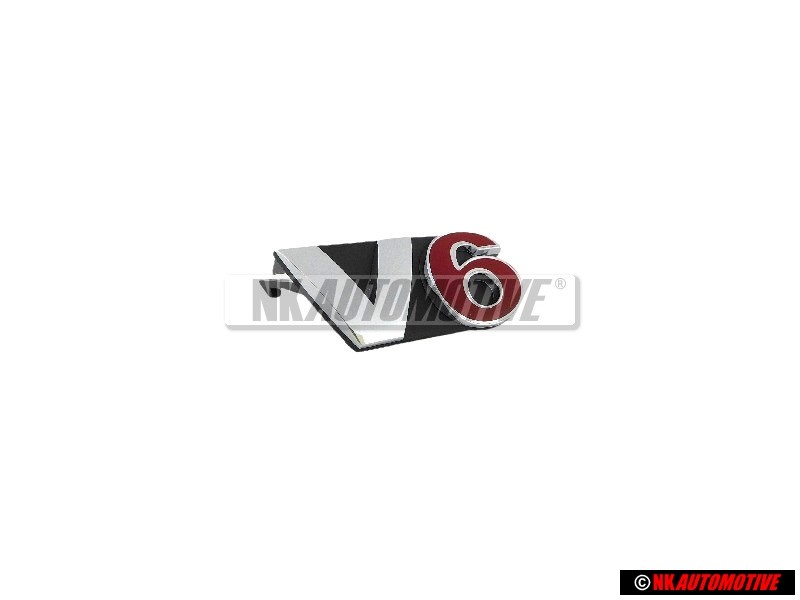 Genuine VW V6 Front Grill Badge Emblem Chrome Red - 1J5853679A