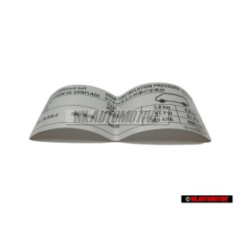 Genuine VW Tyre Pressure Information Sticker - 701010082P