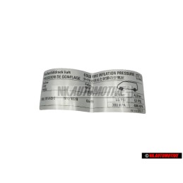 Genuine VW Tyre Pressure Information Sticker - 701010082P
