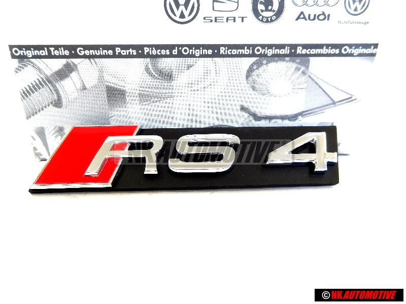 Genuine Audi RS4 Front Grill Badge Emblem Black Chrome Red - 8D9853736A 2ZZ