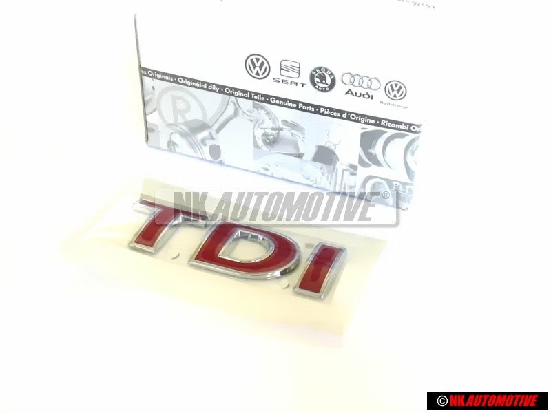 Genuine VW TDI Rear Trunk Boot Badge Emblem Red - 1J0853675ACGQF