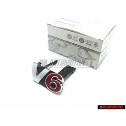Genuine VW V6 Front Grill Badge Emblem Chrome Red - 1J5853679A GQF