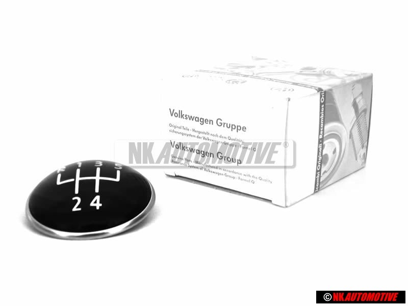 Genuine VW 5 Speed Gear Shift Knob Emblem Badge Chrome Black - 1K0711144H