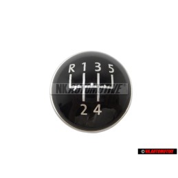 Genuine VW 5 Speed Gear Shift Knob Emblem Badge Chrome Black - 1K0711144H