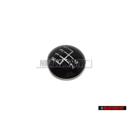 Genuine VW 5 Speed Gear Shift Knob Emblem Badge Chrome Black - 1K0711144H