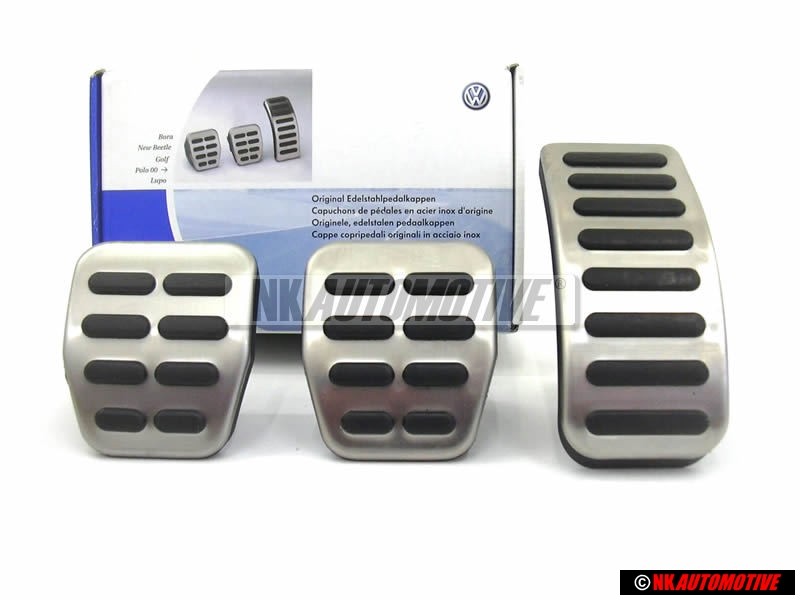 Genuine VW Set Pedal Caps Brushed Stainless Steel - 8N1064200