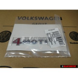 Genuine VW 4MOTION Rear Trunk Boot Badge Emblem Chrome Red - 3B0853675AEGQF
