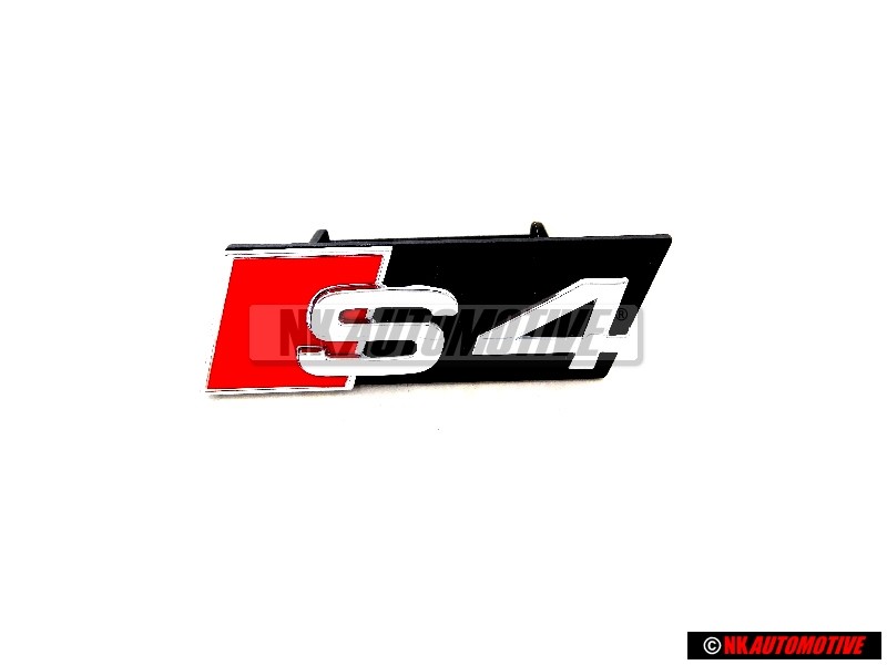 Genuine Audi S4 Front Grill Badge Emblem Black Chrome Red - 8D0853736E 2ZZ