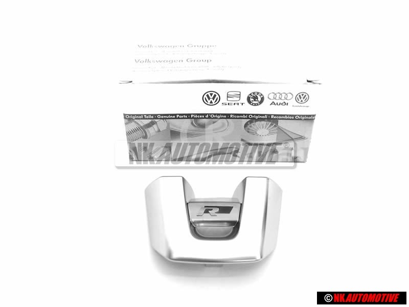Genuine VW Steering Wheel R Badge Emblem Aluminium - 1K8419685B POP