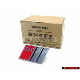 Genuine Audi S6 Front Grill Badge Emblem Chrome Red - 4A5853736C 2ZZ