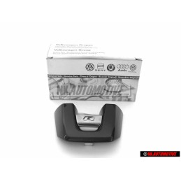 Genuine VW Steering Wheel R Badge Emblem Aluminium Black - 5K0419685N POP