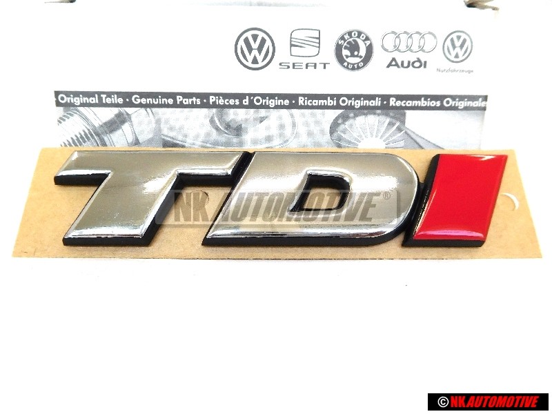 Genuine VW TDI Rear Badge Emblem Chrome Red - 7D0853675C EQW