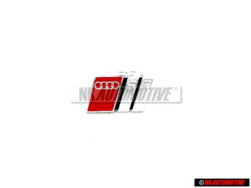 Genuine Audi S6 Steering Wheel Badge Emblem Chrome Red - 4B0419685