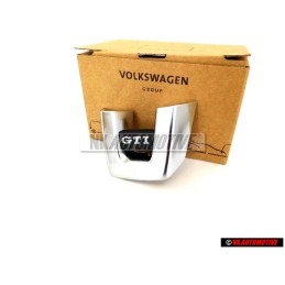 Genuine VW GTI Steering Wheel Badge Emblem Chrome Black - 5K0419685P UTF