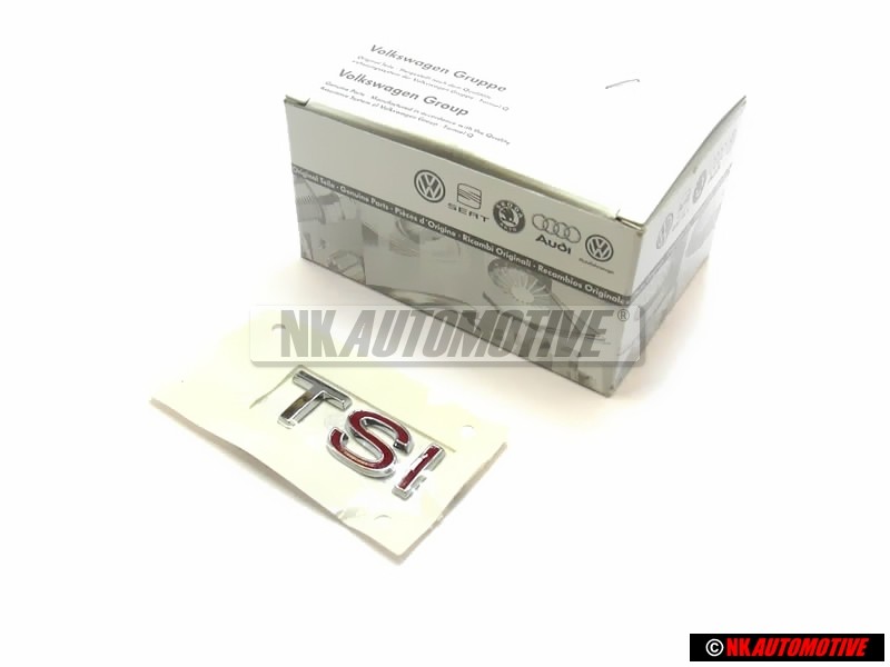 Genuine VW TSI Rear Trunk Boot Badge Emblem Chrome Red - 1K5853675J GQF