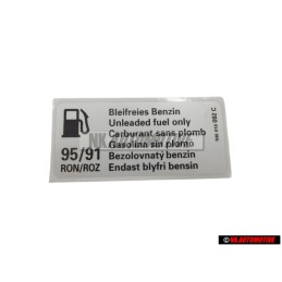 Genuine VW Sign 'Unleaded Petrol' - 1H0010092C