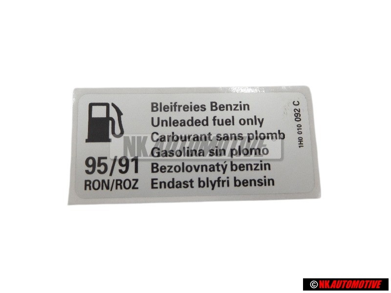 Genuine VW Sign 'Unleaded Petrol' - 1H0010092C