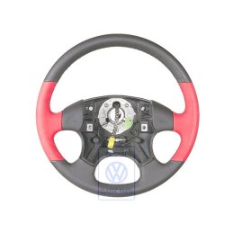 Genuine VW Steering Wheel (Leather) Satin Black/Flash Red - 1H0419091AMEQZ
