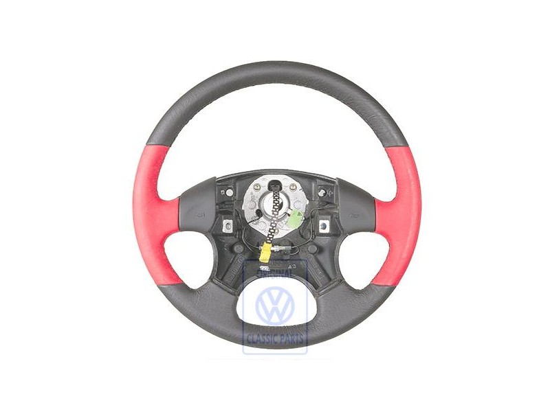 Genuine VW Steering Wheel (Leather) Satin Black/Flash Red - 1H0419091AMEQZ