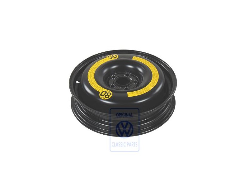 Genuine VW Steel Rim For Space-Saving Emergency Wheel Black - 3A0601025 03C