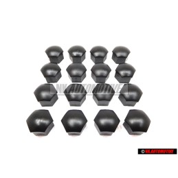 16x Genuine VW Wheel Bolt Cover Lug Nut Cap Black - 321601173A 01C