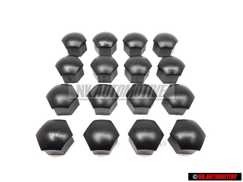 16x Genuine VW Wheel Bolt Cover Lug Nut Cap Black - 321601173A 01C