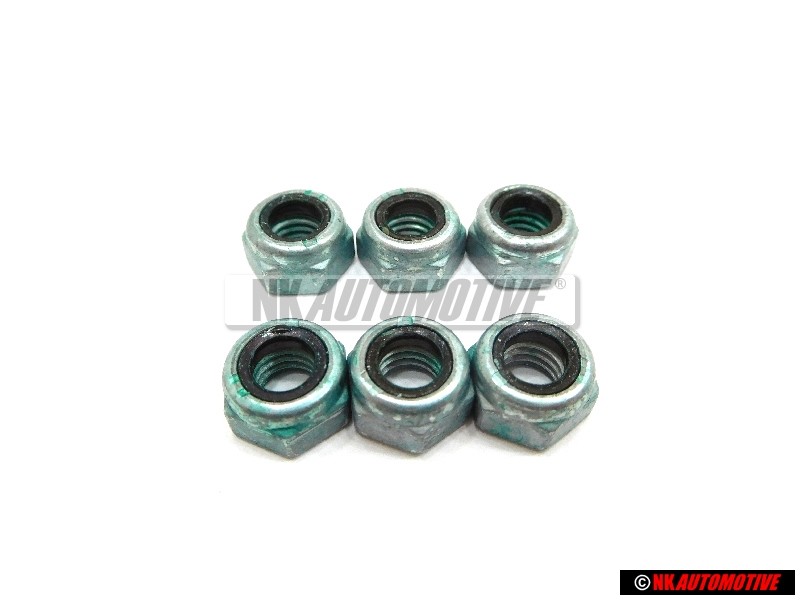 6x Genuine VW Hexagon Nut, Self-Locking - N 01118312