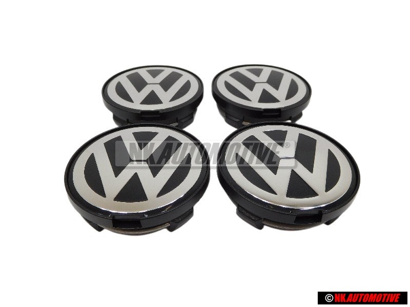 4x Genuine VW Alloy Wheel Centre Cap Black Chrome - 7D0601165 BXF