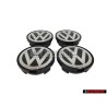 4x Genuine VW Alloy Wheel Centre Cap Black Chrome - 7D0601165 BXF