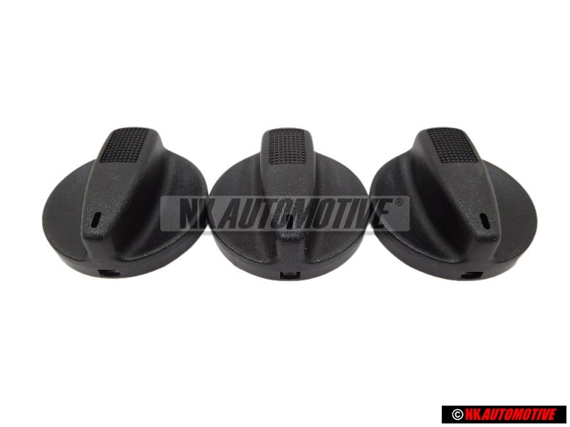 3x Genuine VW Knob Satin Black - 1H081912901C