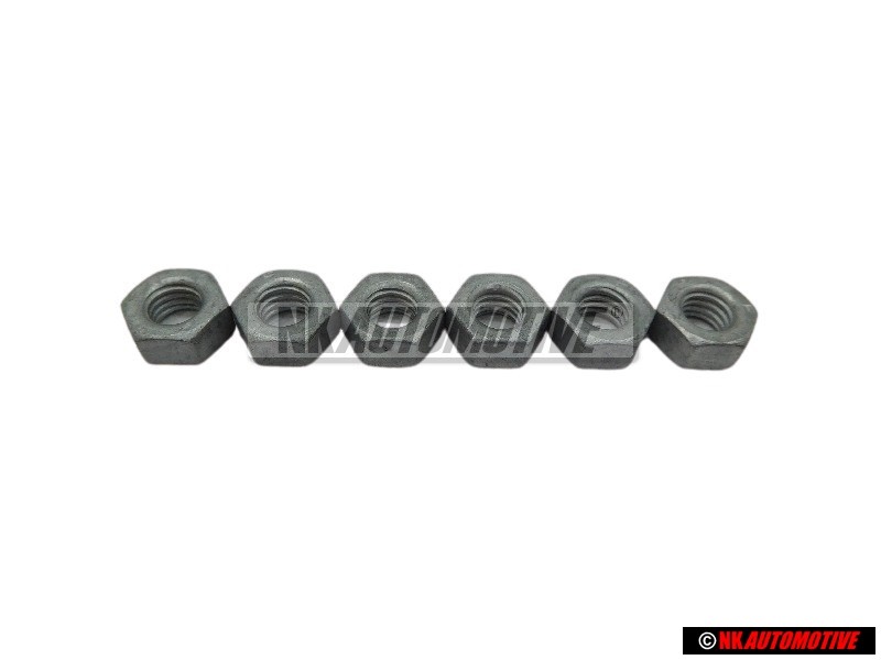 6x Genuine VW Hexagon Nut M6 - N 01100636