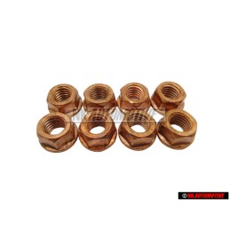 8x Genuine VW Hexagon Collar Nut Self-Locking - N 90200201