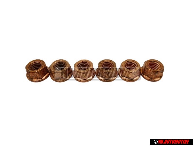 6x Genuine VW Hexagon Collar Nut Self-Locking - N 90200201