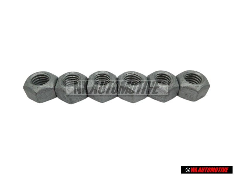 6x Genuine VW Hexagon Nut, Self-Locking - N 10209005