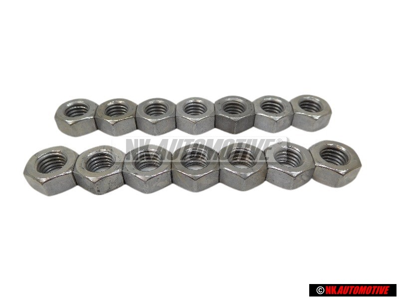 14x Genuine VW Hexagon Nut M8 - N 01100840