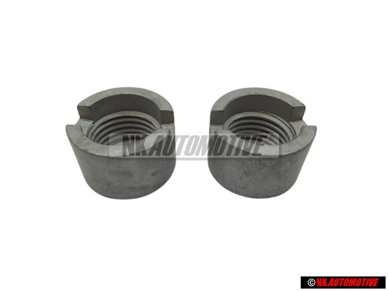 2x Genuine VW Upper Strut Bearing Threaded Bush Slotted Nut M14x1.5 - 811412365