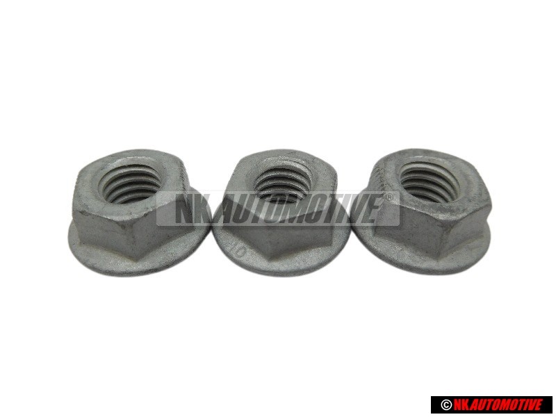 3x Genuine VW Hexagon Collar Nut Self Locking M8 - N 90226404