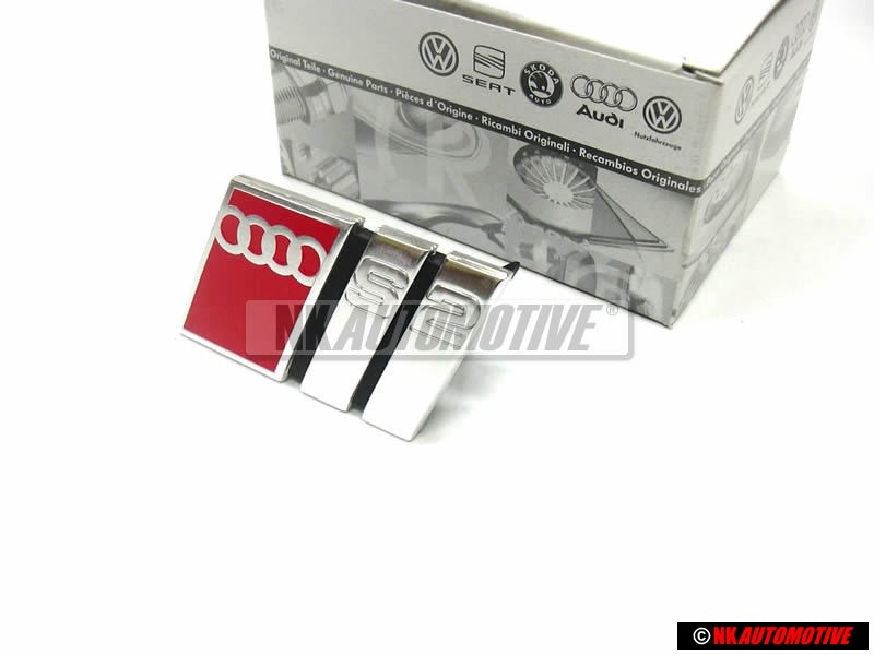 Genuine Audi S2 Front Grill Badge Emblem Chrome Red - 895853736B