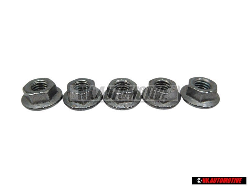 5x Genuine VW Hexagon Collar Nut M5 - N 10017304