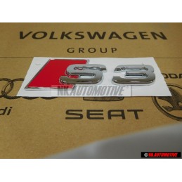 Genuine Audi S3 Rear Boot Badge Emblem Chrome Red - 8P0853735 2ZZ