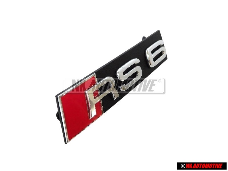 Genuine Audi RS6 Front Grill Badge Emblem Black Chrome Red - 4F0853736H 2ZZ