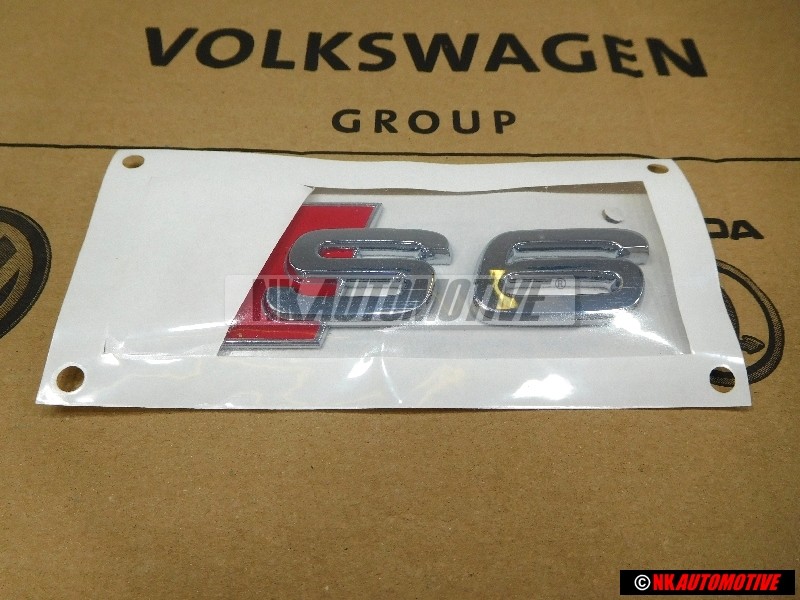 Genuine Audi S6 Rear Badge Emblem Chrome Red - 4B0853735 2ZZ