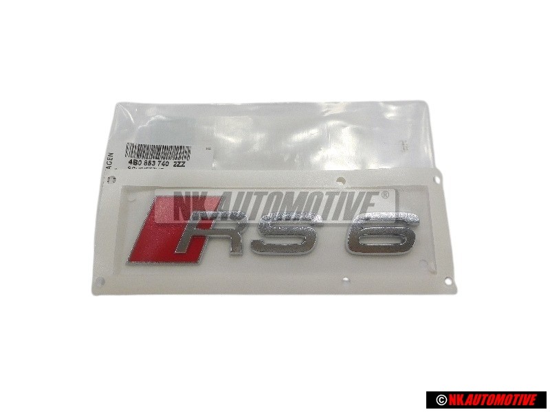 Genuine Audi RS6 Rear Boot Badge Emblem Chrome Red - 4B0853740 2ZZ
