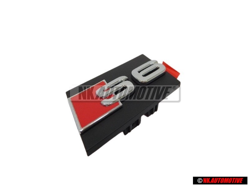 Genuine Audi S6 Front Grill Badge Emblem Black Chrome Red - 4B3853735A 2ZZ