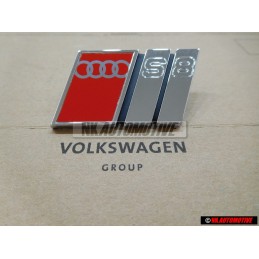 Genuine Audi S8 Front Grill Badge Emblem Chrome Red - 4D0853736A 2ZZ
