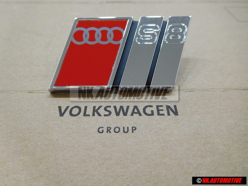 Genuine Audi S8 Front Grill Badge Emblem Chrome Red - 4D0853736A 2ZZ