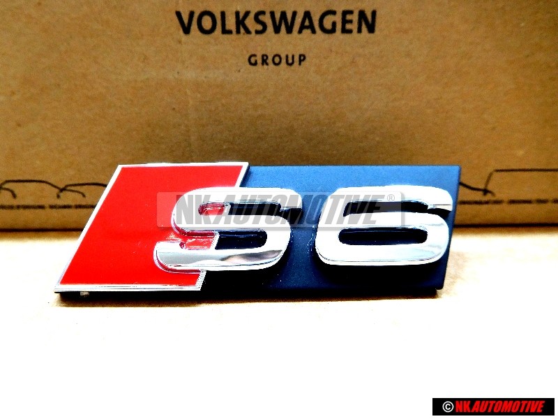 Genuine Audi S6 Front Grill Badge Emblem Black Chrome Red - 4F0853736F 2ZZ