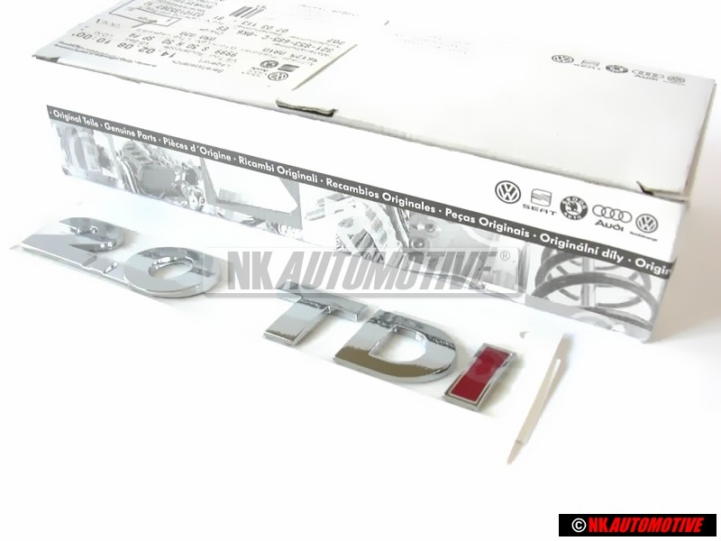 Genuine VW 2.0 TDI Rear Trunk Boot Badge Emblem Chrome Red - 5K0853675R GQF