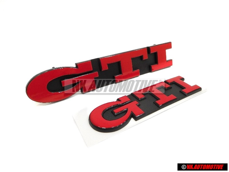 Genuine VW SET GTI Front Grill & Rear Boot Badge Emblem Red - Golf MK3